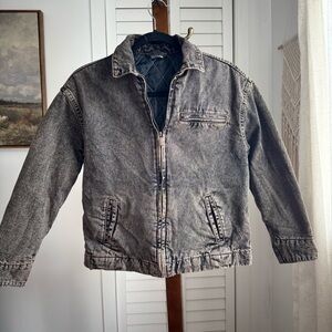 Zara padded denim jacket in a charcoal/black washed effect finish